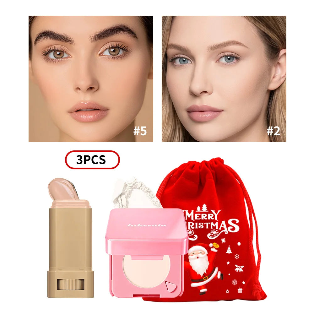 Matte Foundation Stick and Setting Powder Makeup Set - 33