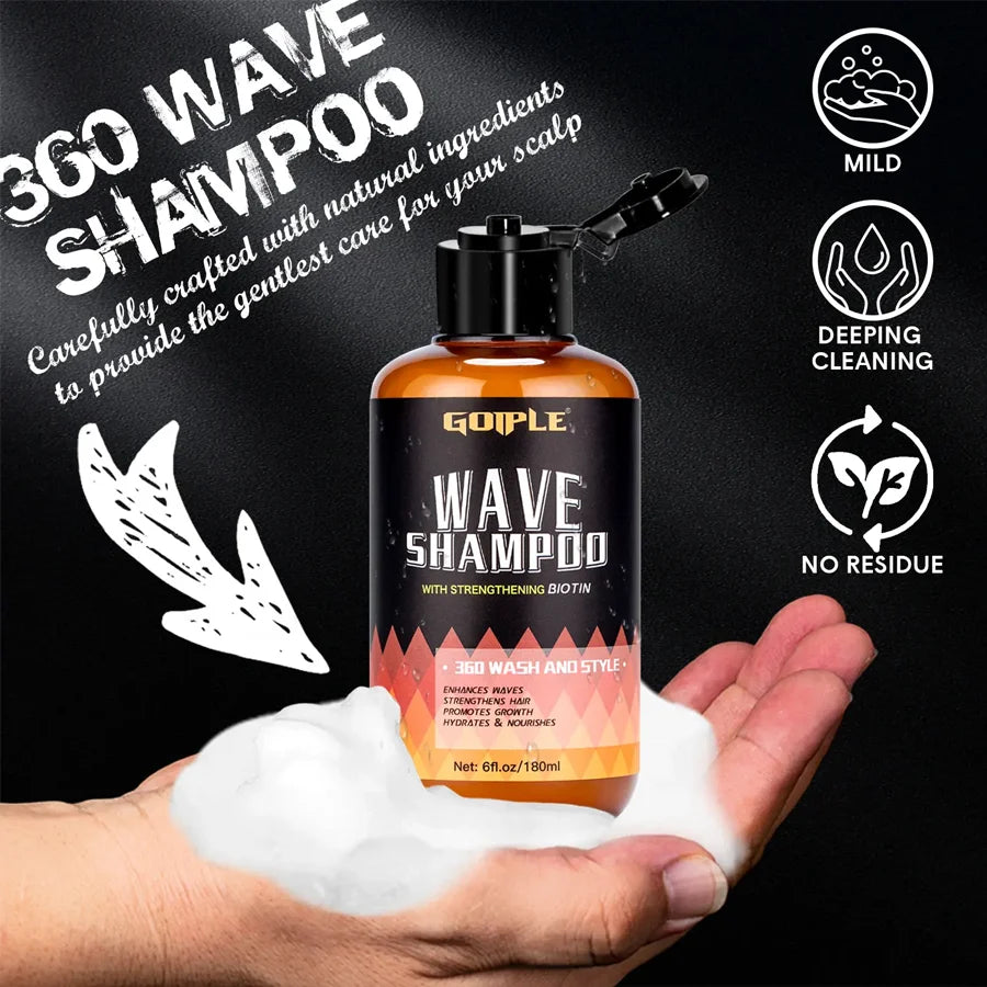 Goiple 360 Wave Shampoo and Strong Hold Hair Pomade Styling Set