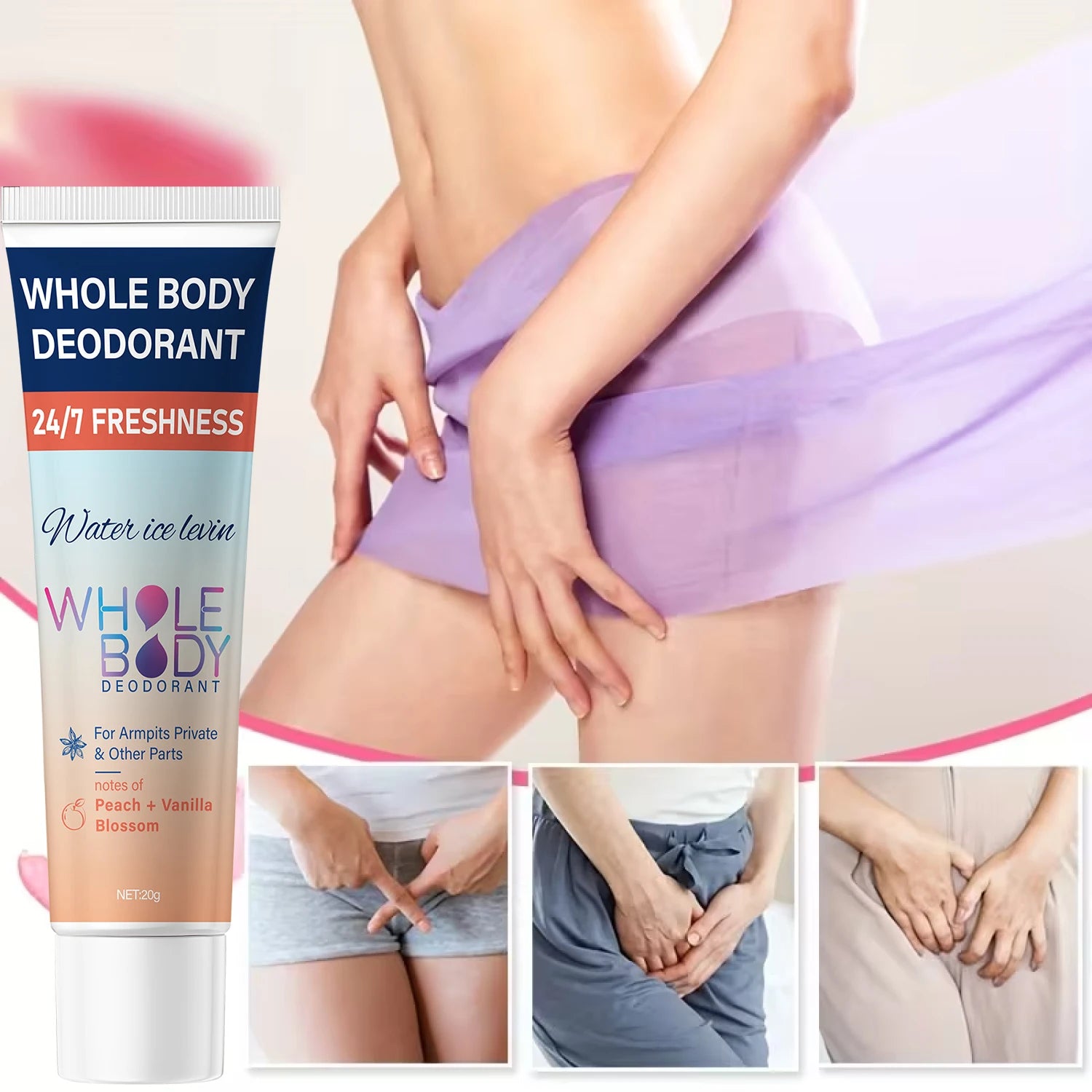 Whole Body Deodorant Cream for Odor Control and Freshness Peach Vanilla - 5