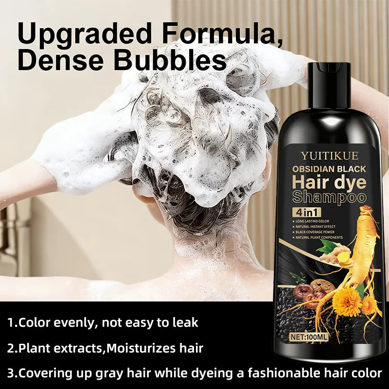 4-in-1 Obsidian Black Hair Dye Shampoo 100ml - 4