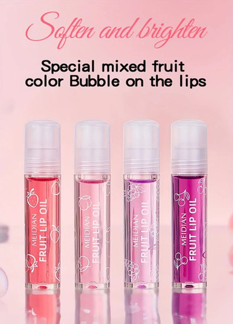 4 Piece Fruit Lip Oil Set Moisturizing Gloss for Dry Lips