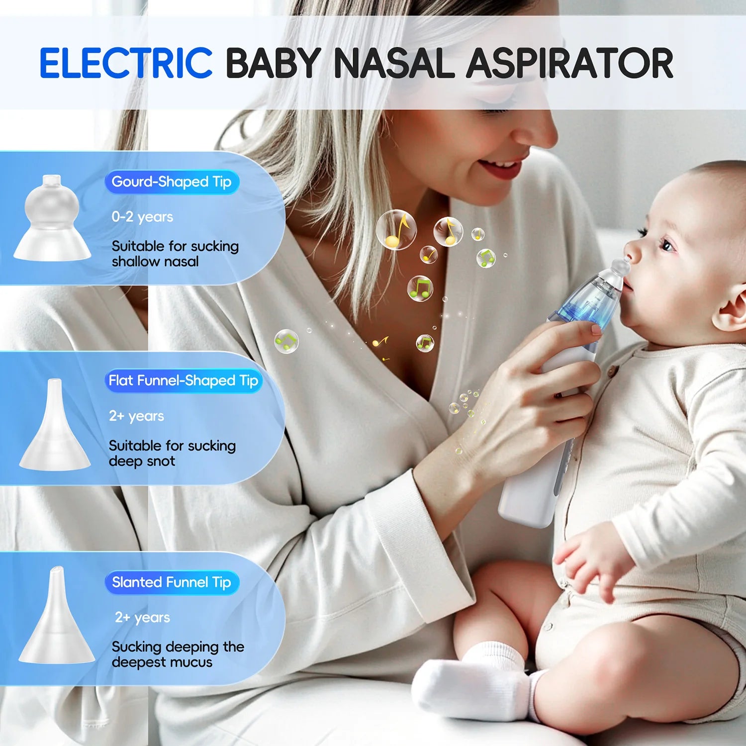 Electric Baby Nasal Aspirator with Music and Adjustable Suction - 8