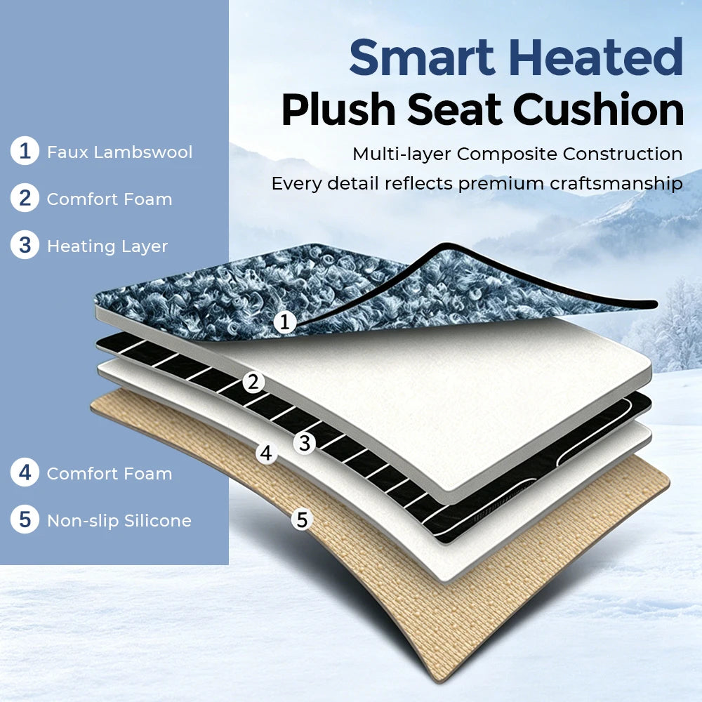 Heated Faux Lambswool Car Seat Cushion for Winter