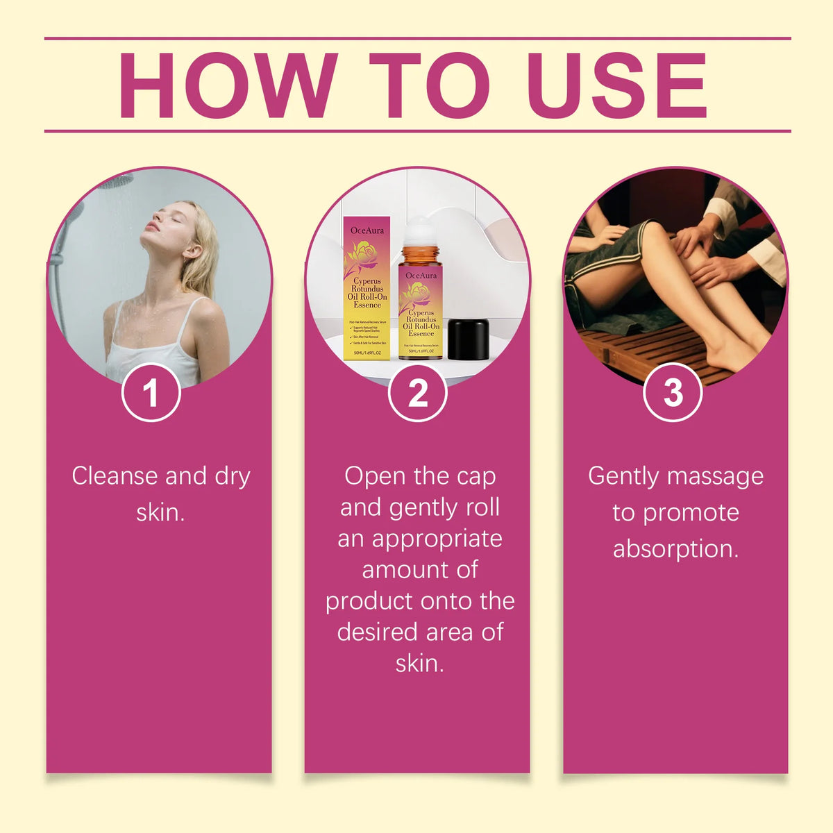 Cyperus Rotundus Roll-On Essence for Post-Hair Removal Skin Soothing