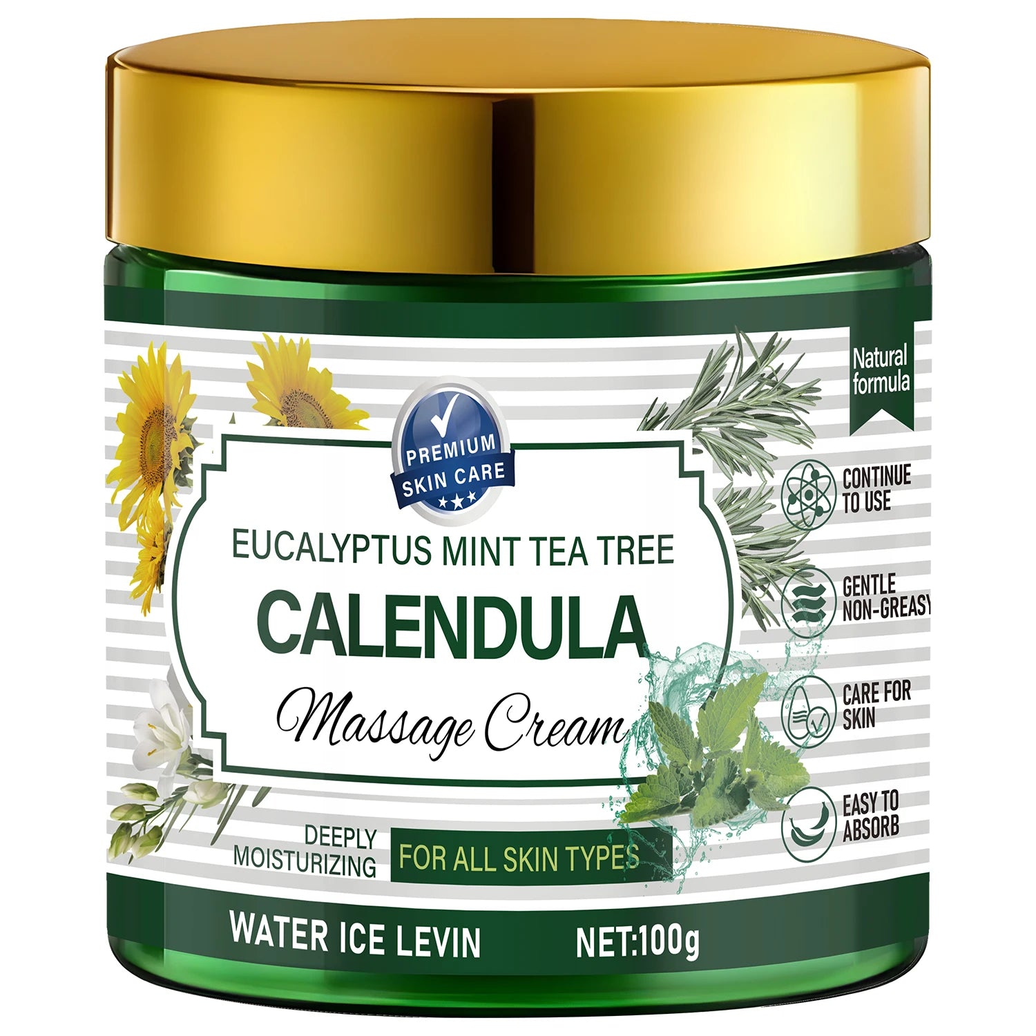 Eucalyptus Mint Calendula Massage Cream Moisturizing Body Care 100g - 7
