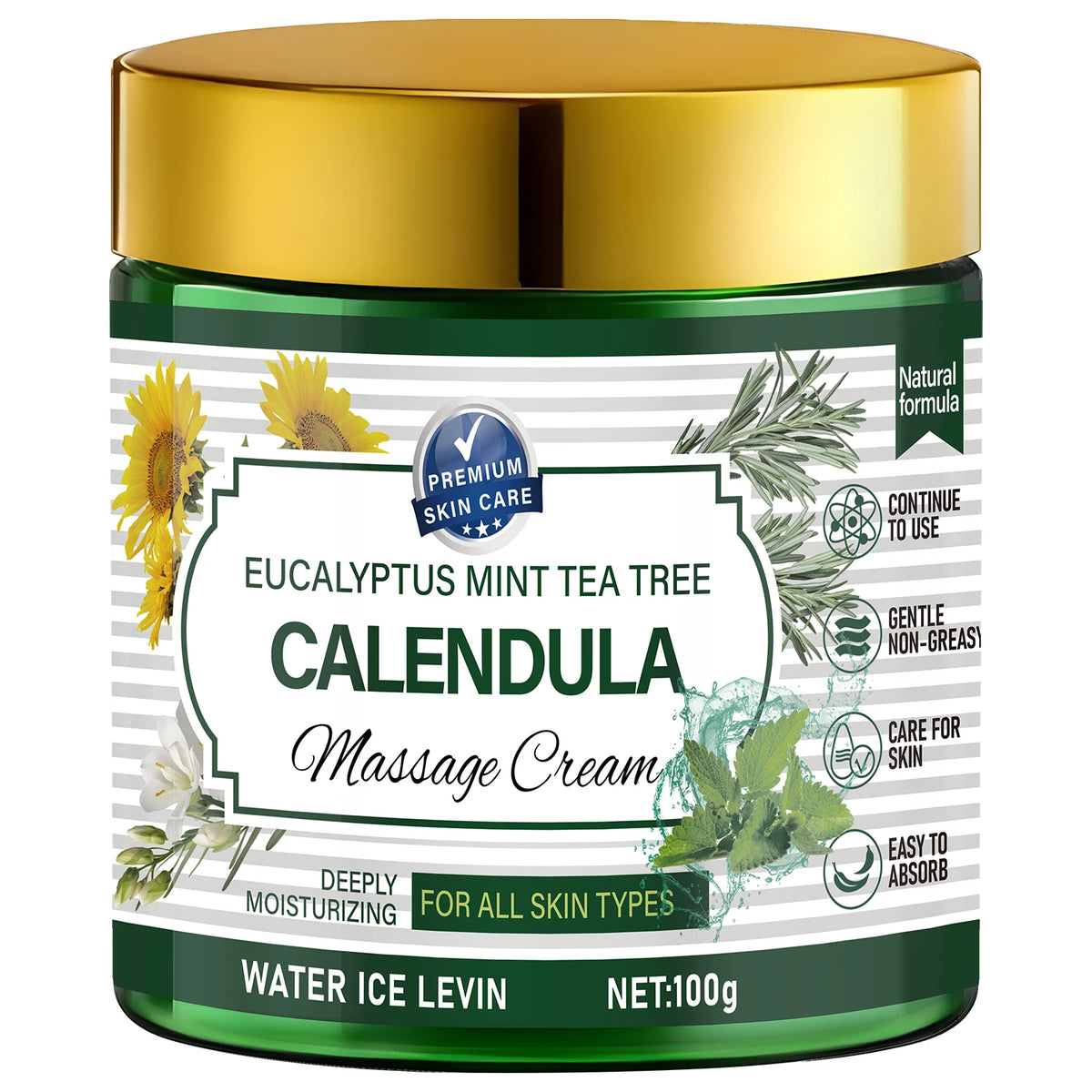Eucalyptus Mint Calendula Massage Cream Moisturizing Body Care 100g