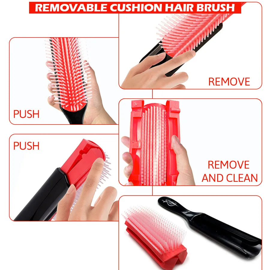 5 Piece Hair Detangling Comb and Styling Brush Set for Curly Hair