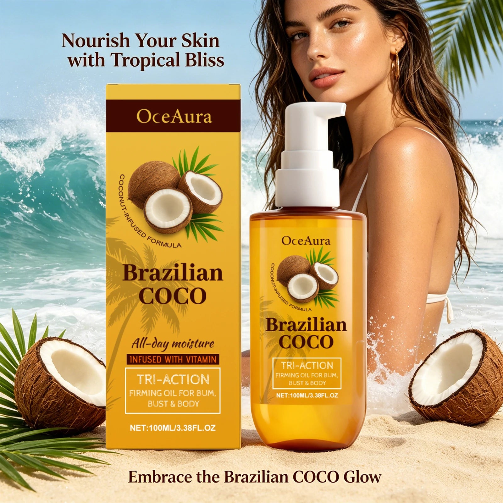 Coconut Firming Body Oil for Skin Hydration and Elasticity - 4