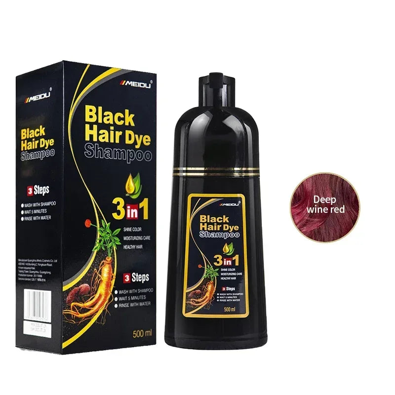 3 in 1 Hair Dye Shampoo 500ml Coloring Conditioner and Repair Treatment