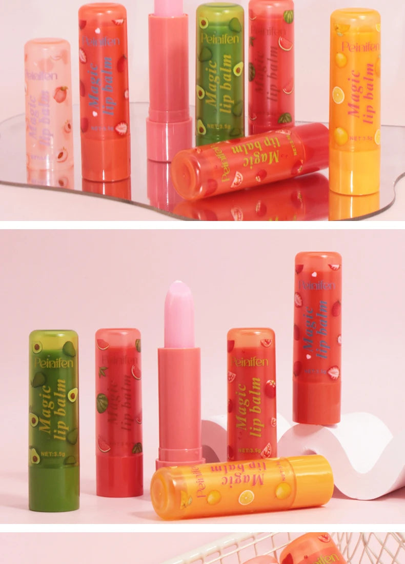 Peinifen Fruit Magic Lip Balm Set Color Changing Moisturizing Lipstick - 14
