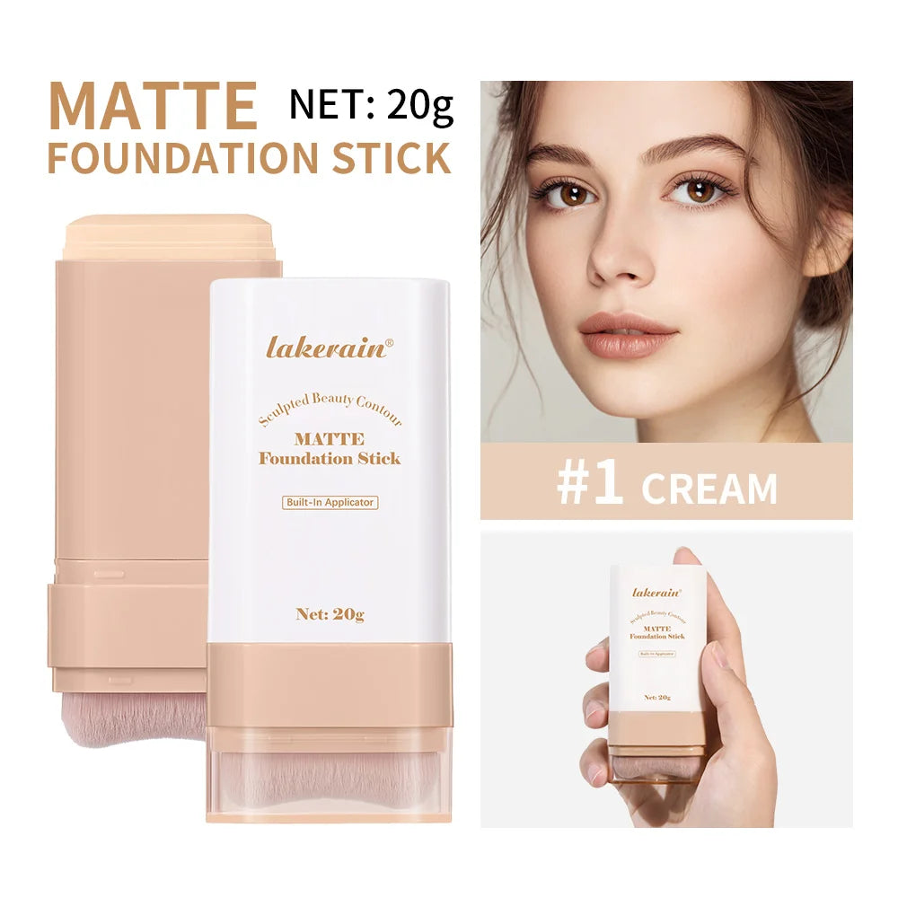 Matte Foundation Stick with Built-in Brush for Flawless Coverage - 43