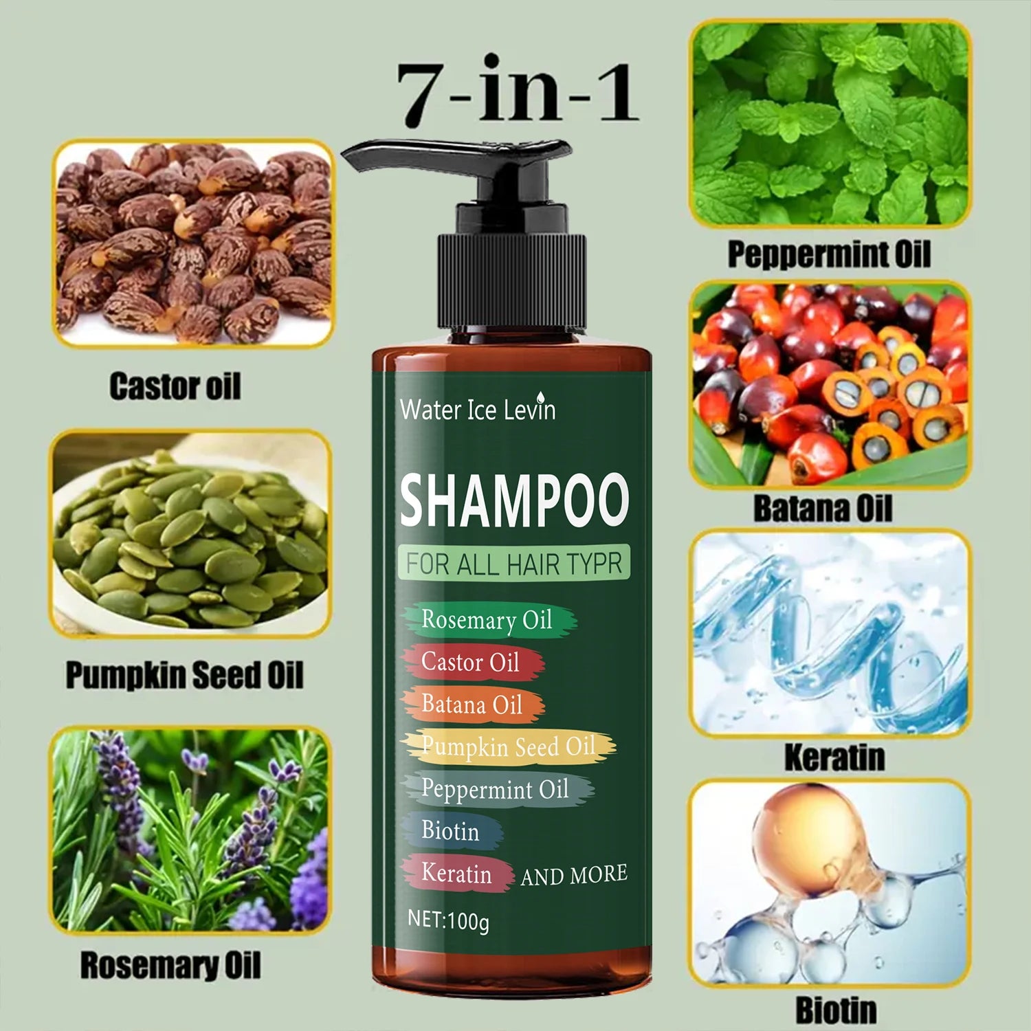 7 in 1 Hair Shampoo with Keratin and Biotin 250g