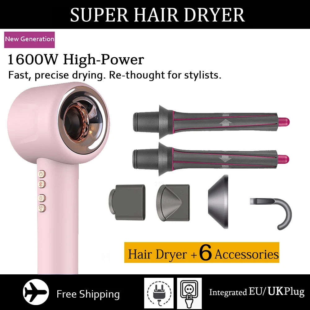 Professional Ionic Hair Dryer with Styling Attachments Quick Dry - 1