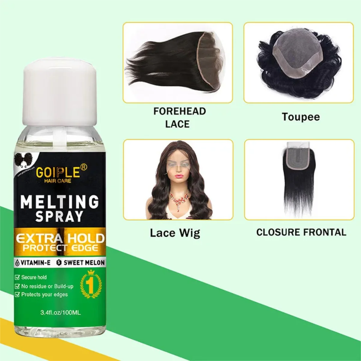 Goiple 4 Piece Wig Adhesive Kit Lace Melting Spray and Glue Remover