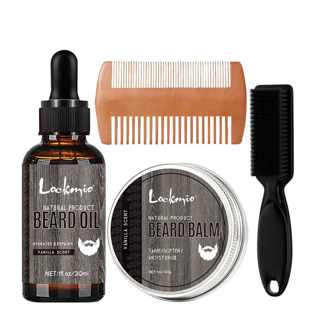 Lockmio Vanilla Beard Care Set Grooming Oil and Styling Balm Kit