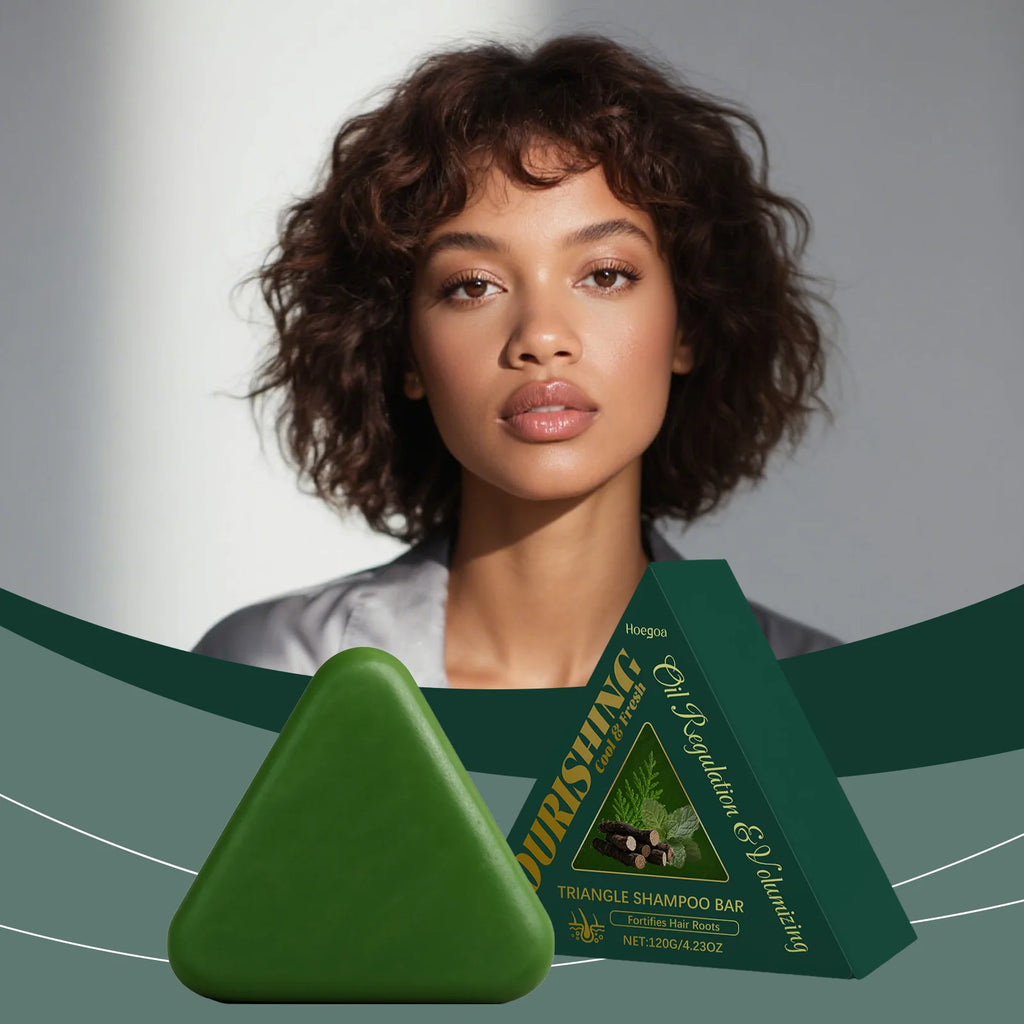 Natural Herbal Solid Triangle Shampoo Bar for Oil Control and Hair Care