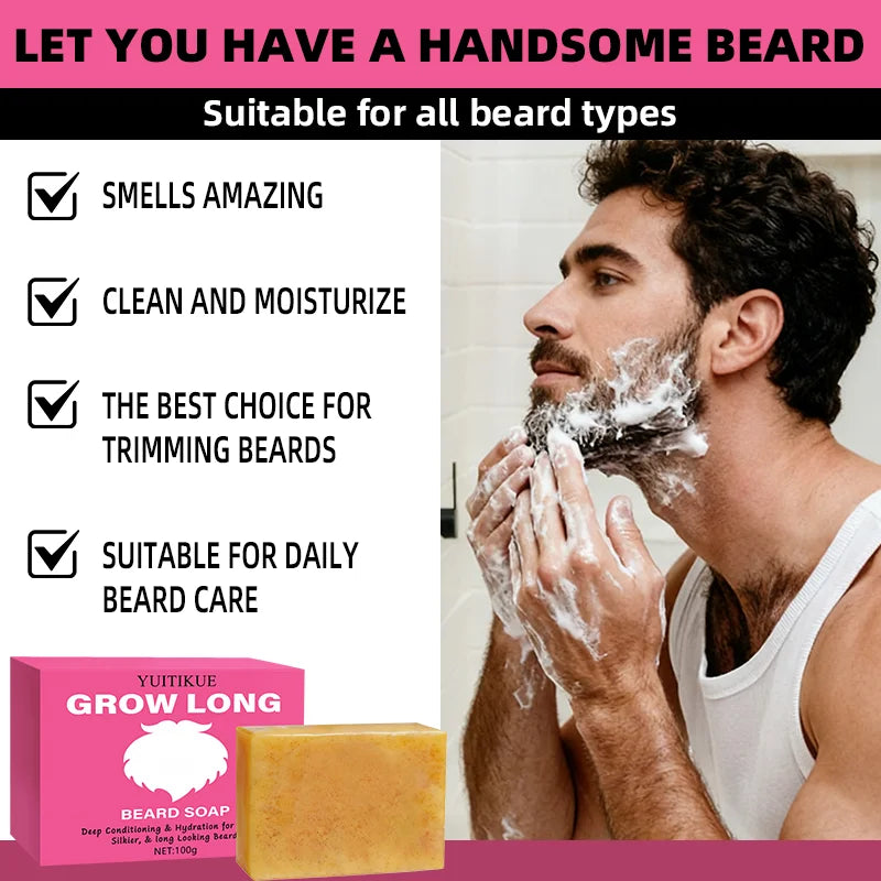 YUITIKUE Beard Growth Soap 100g Deep Cleansing and Conditioning Bar