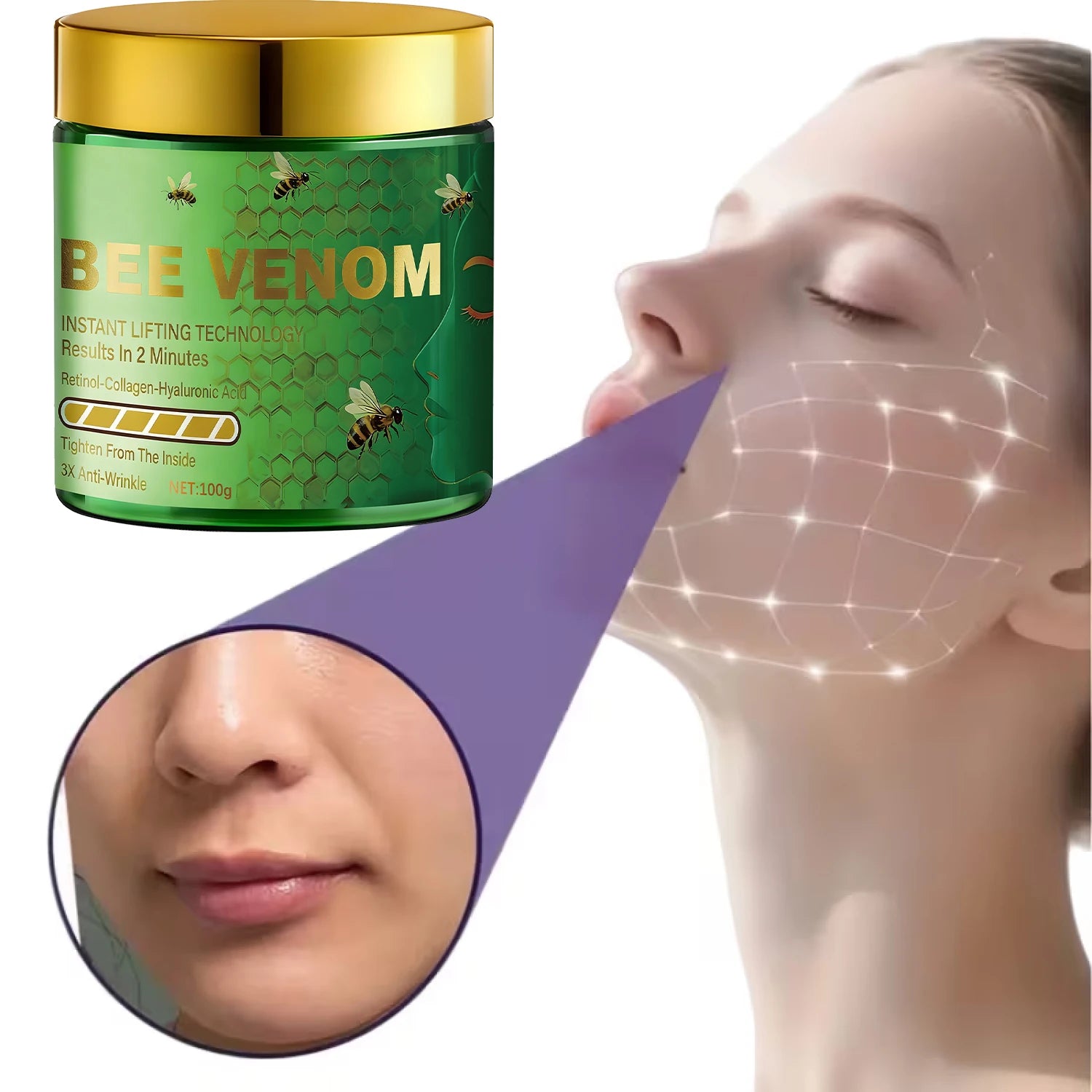 Bee Venom Instant Lifting Cream Anti Wrinkle Tightening Face Moisturizer - 1