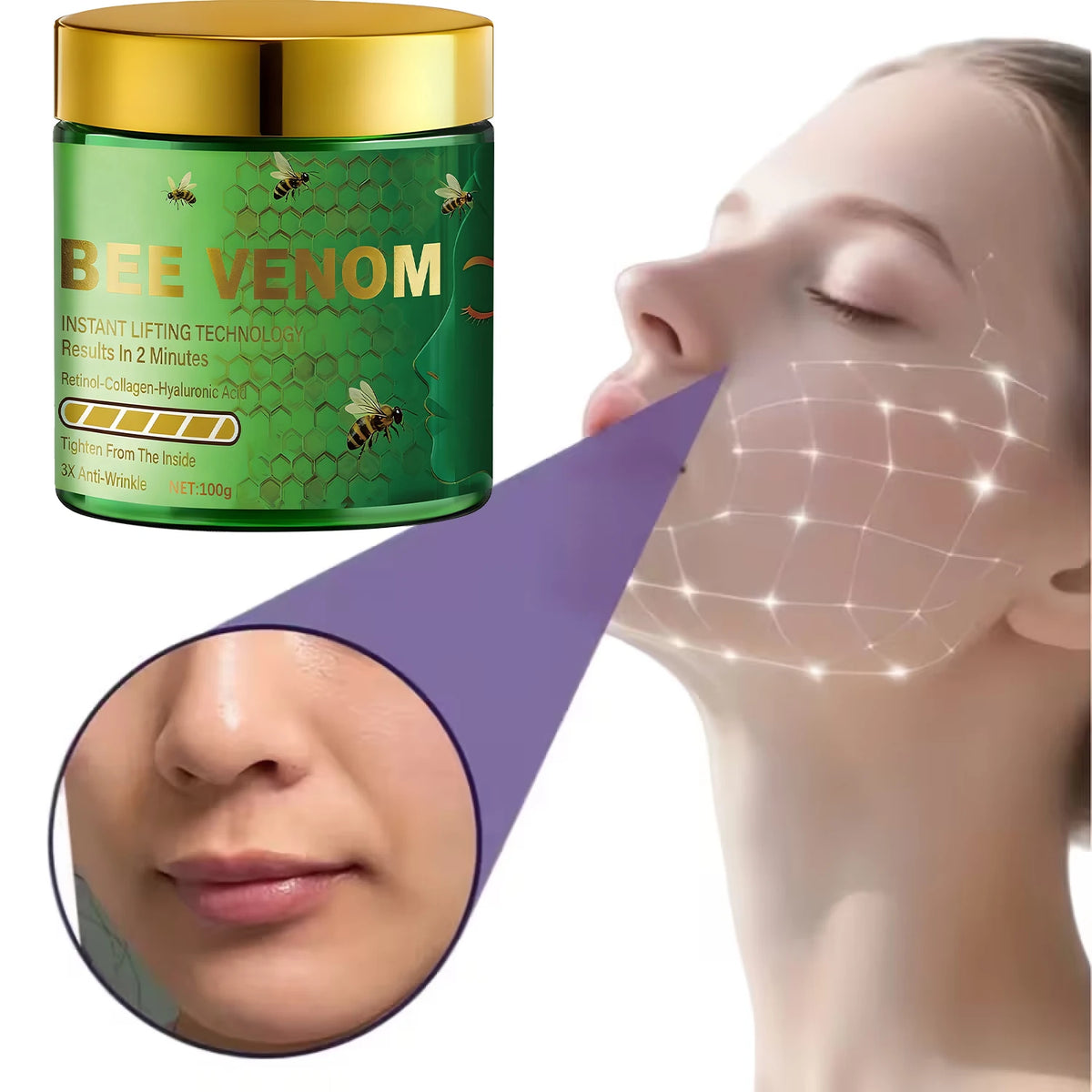 Bee Venom Instant Lifting Cream Anti Wrinkle Tightening Face Moisturizer