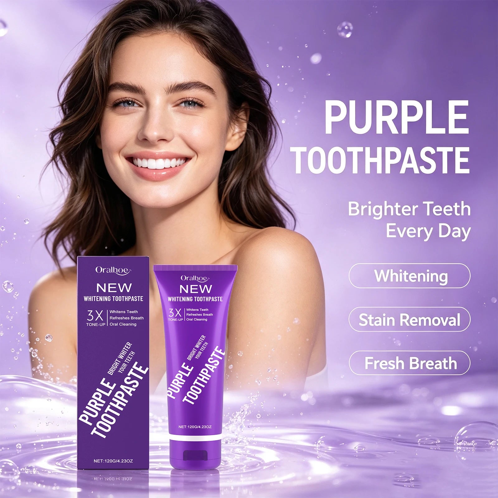 Purple Teeth Whitening Toothpaste for Stain Removal - 1