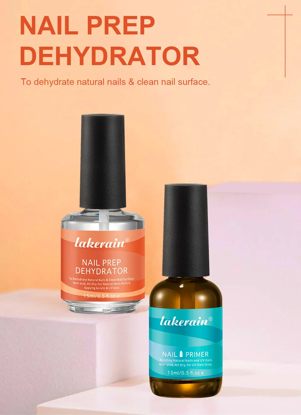 Nail Prep Dehydrator and Primer Set for Long-Lasting Gel Manicure