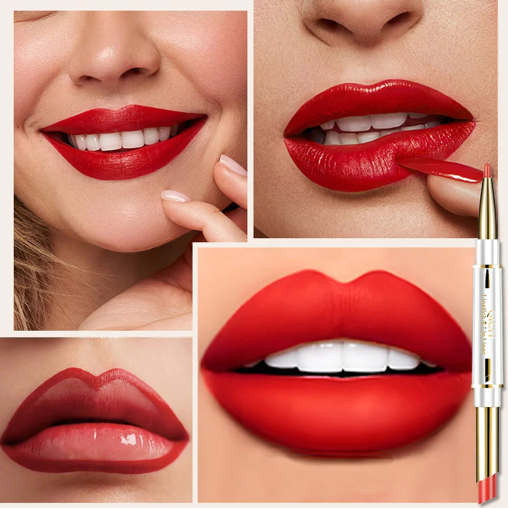 QICIY Dual Ended Lipstick and Lip Liner Long Lasting Waterproof Makeup - 8