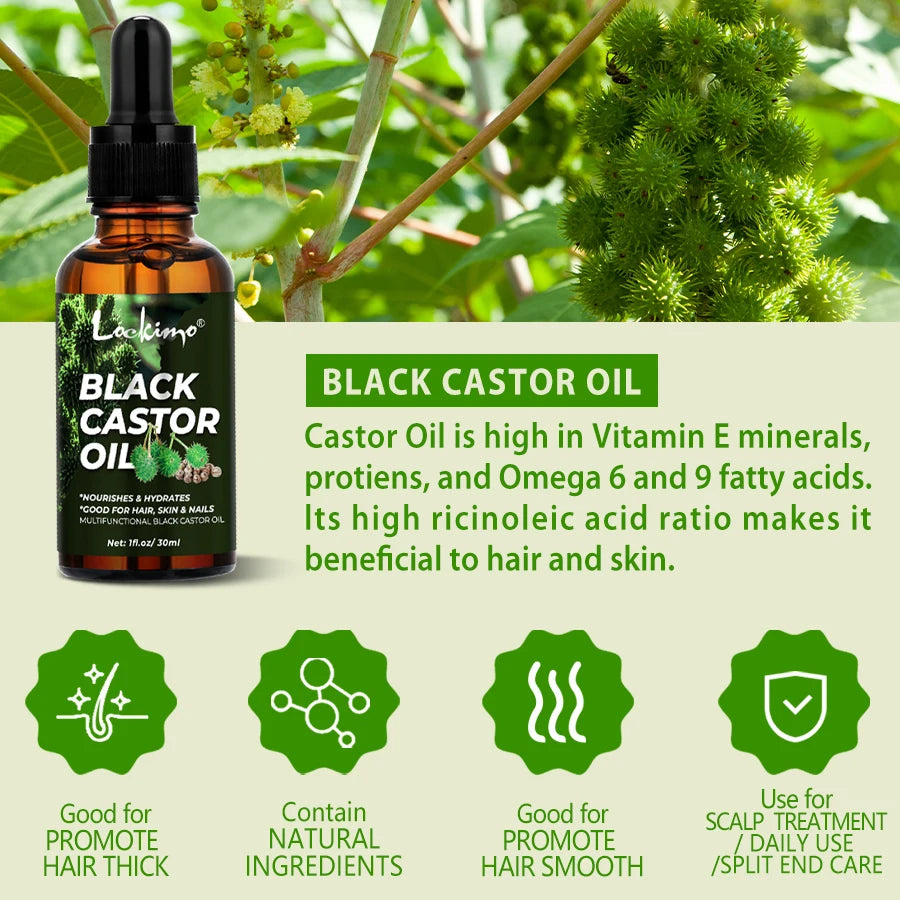 Hair Styling Wax Stick Edge Control Gel and Black Castor Oil Set