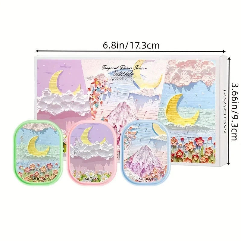 3pc Solid Floral Fragrance Cream Portable Perfume Balm Set