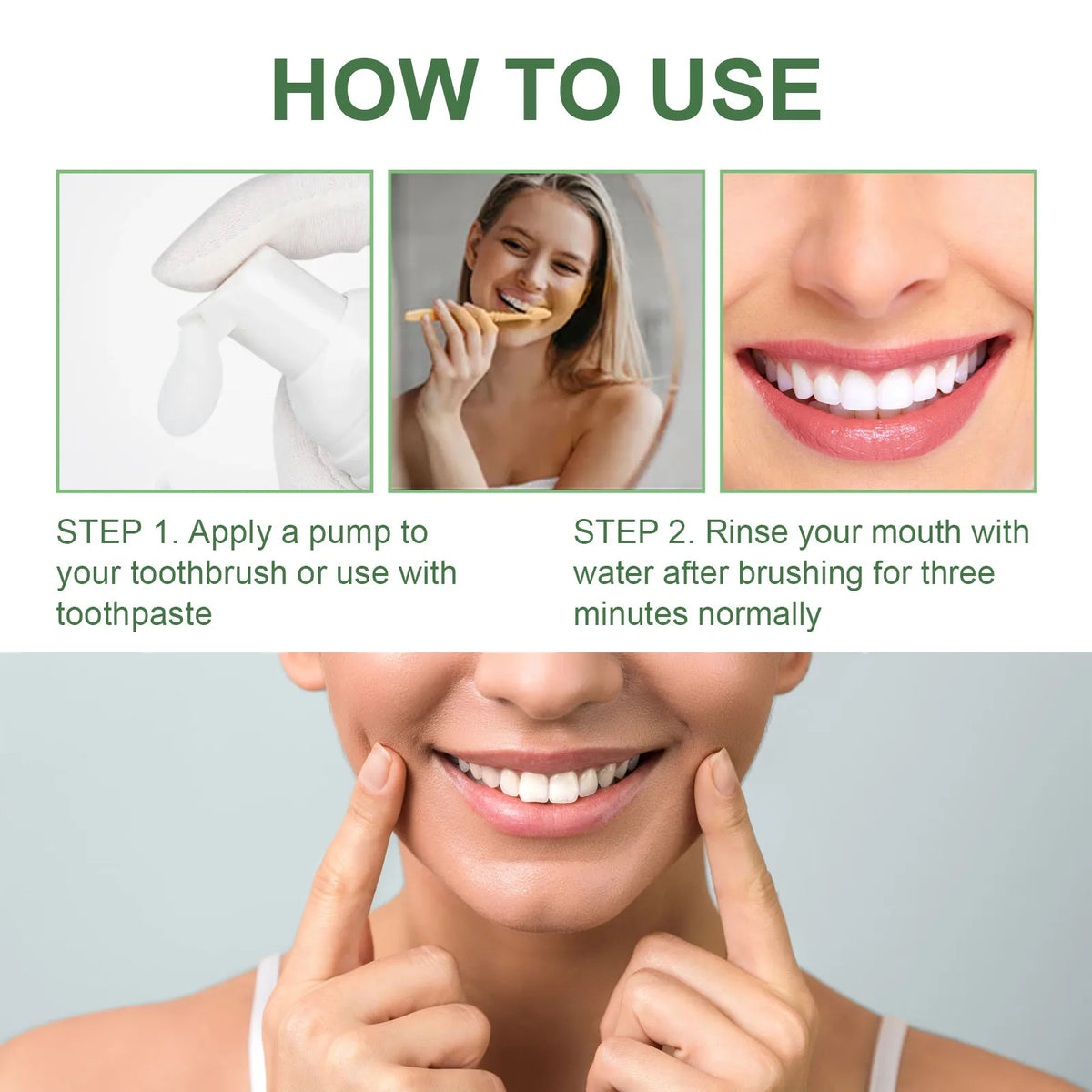 Whitening Foaming Toothpaste for Stain Removal and Fresh Breath