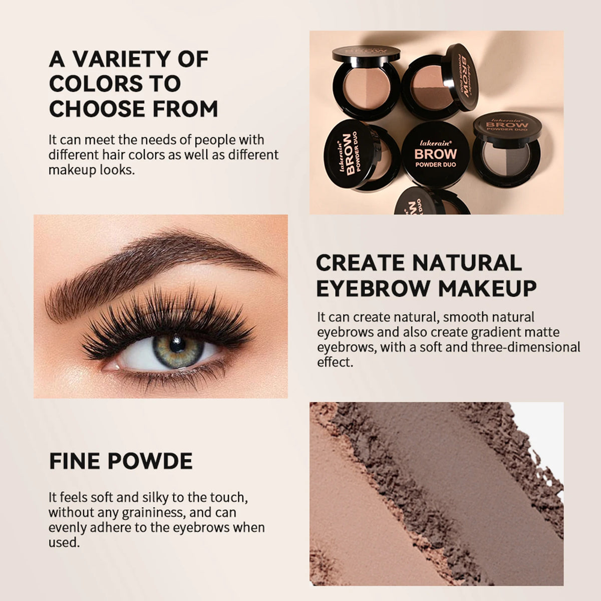 Dual-Tone Eyebrow Powder Palette with Brush