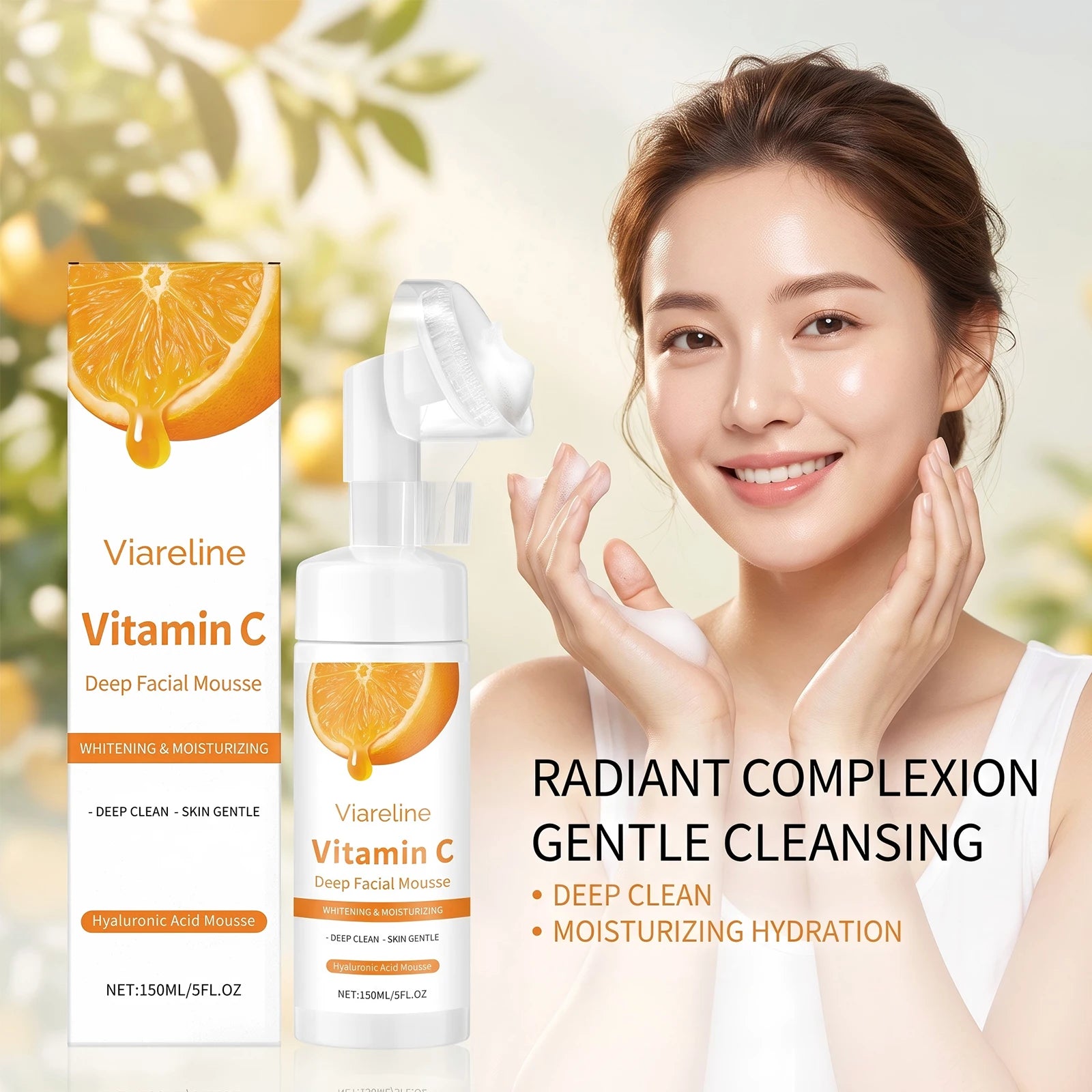 Vitamin C Brightening Facial Cleanser with Exfoliating Brush - 5