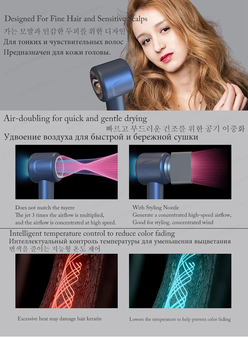 Professional Ionic Hair Dryer with Styling Attachments Quick Dry - 17