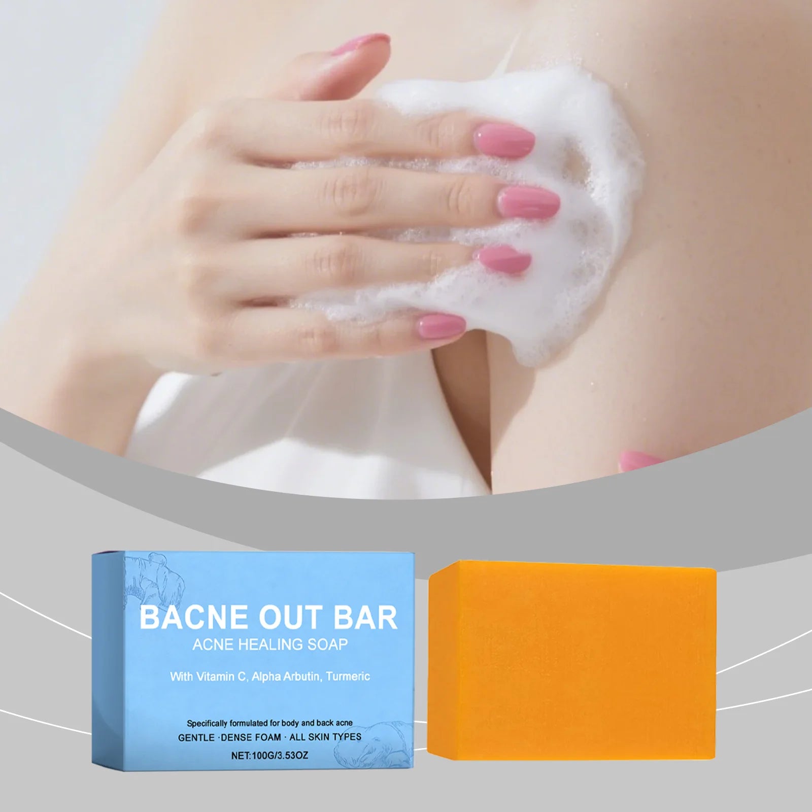 Turmeric Bar Soap for Back and Body Acne Treatment and Skin Brightening