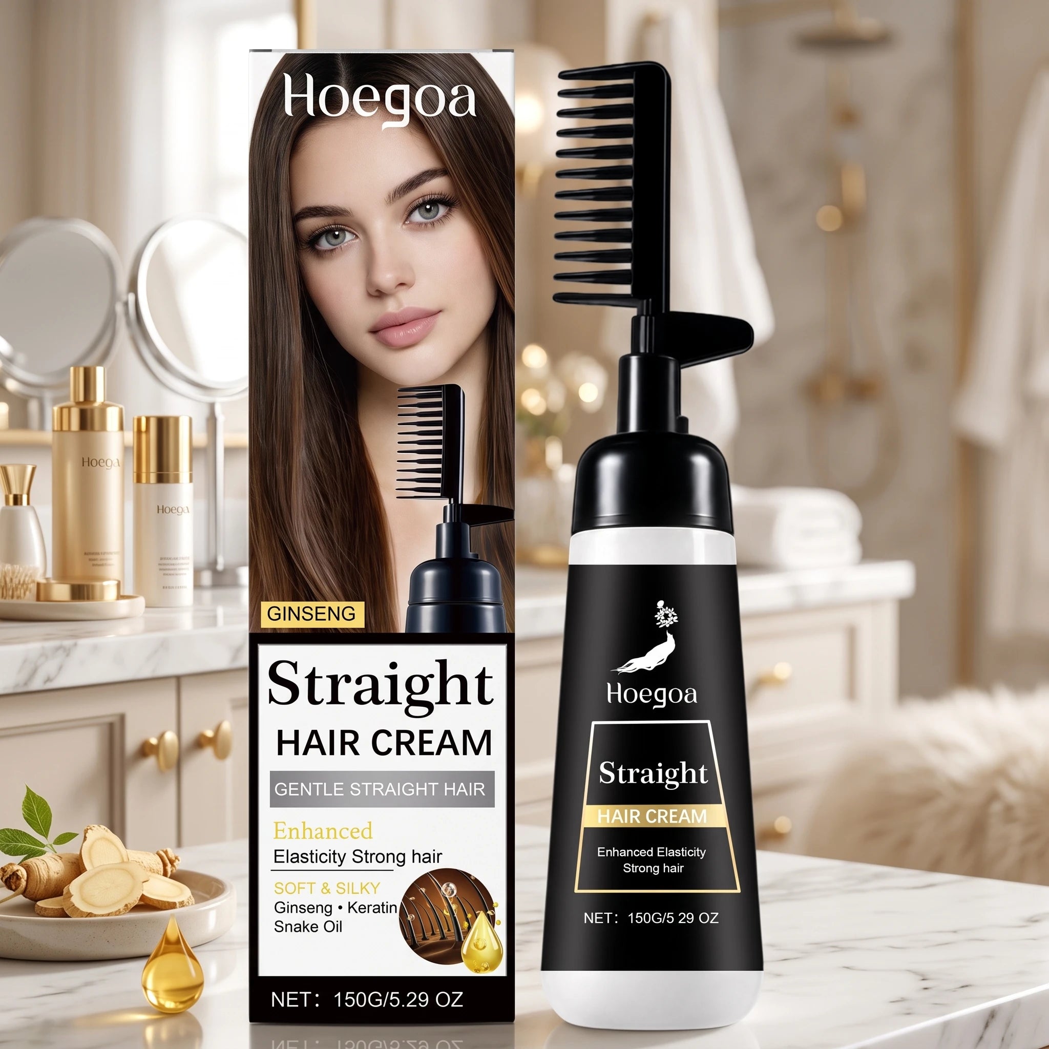 One-Step Hair Straightening Cream with Built-In Comb - 2