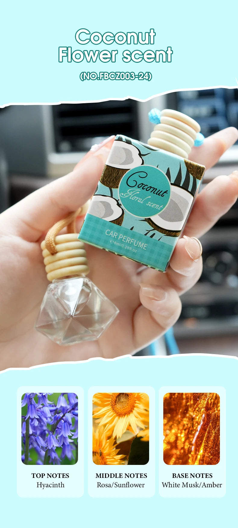 FORMBO Hanging Car Air Freshener Aromatherapy Diffuser Bottle - 27