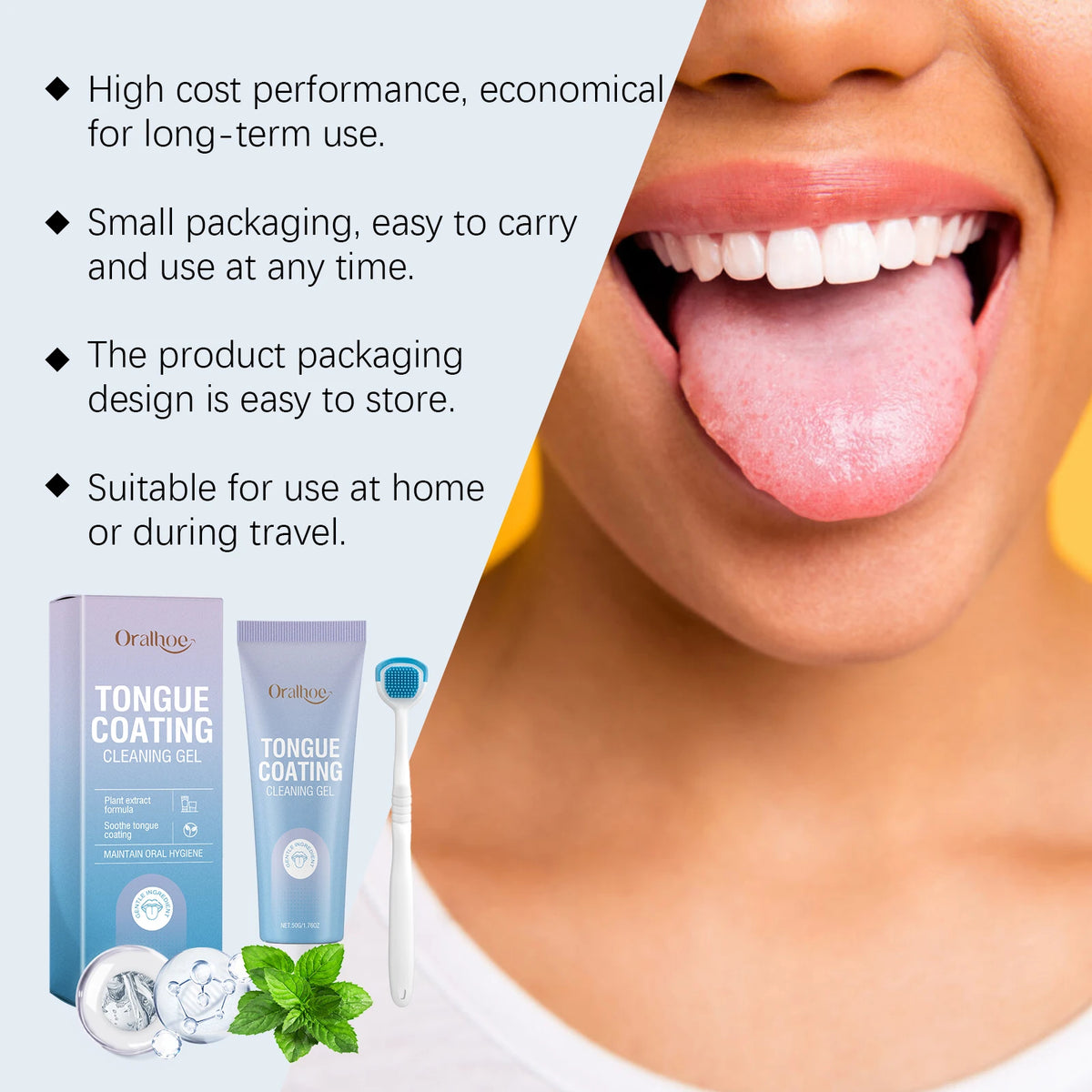 Tongue Cleaning Gel and Brush Kit for Fresh Breath