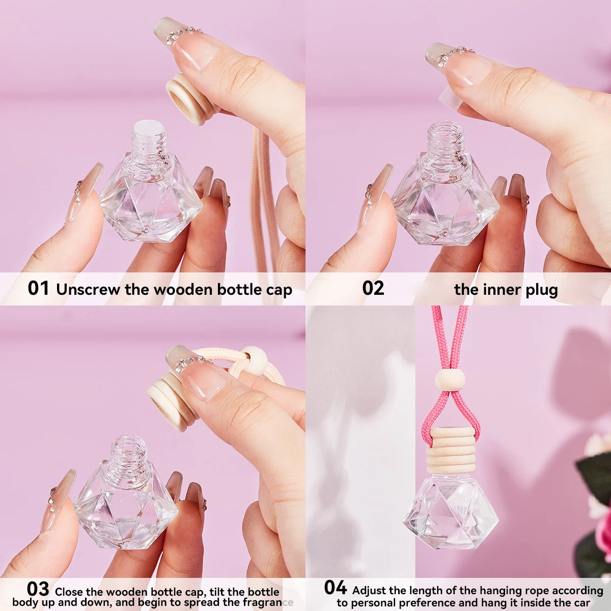 Car Air Freshener Hanging Perfume Diffuser Natural Flower Fragrance