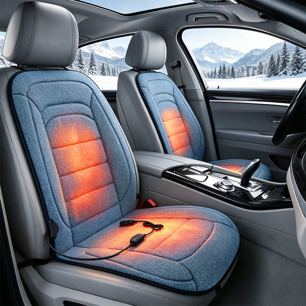 Heated Faux Lambswool Car Seat Cushion for Winter