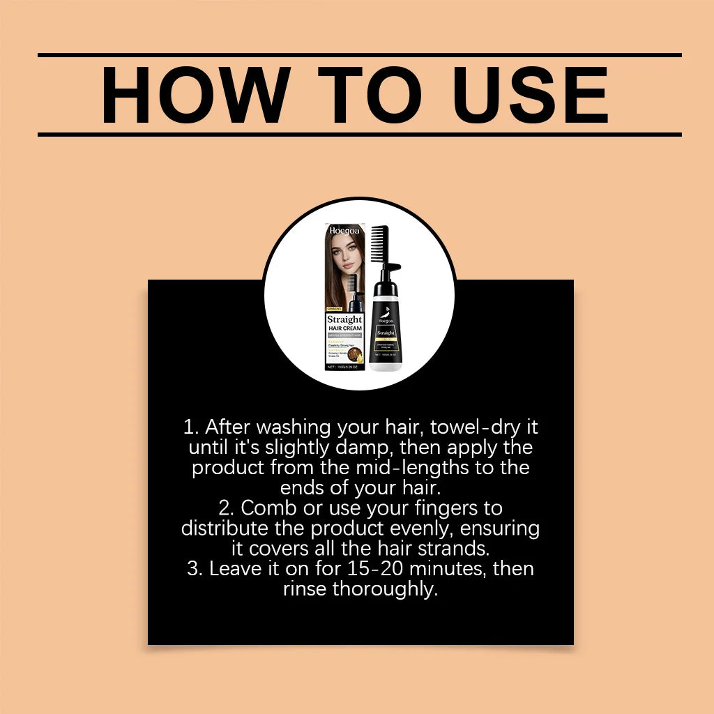 One-Step Hair Straightening Cream with Built-In Comb