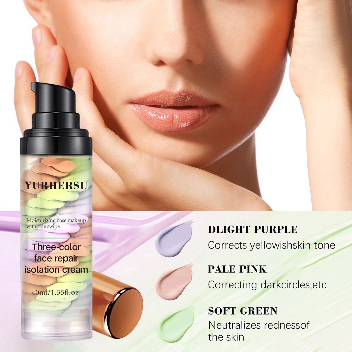 Yurhersu Three Color Face Primer Concealer Brightening Makeup Base