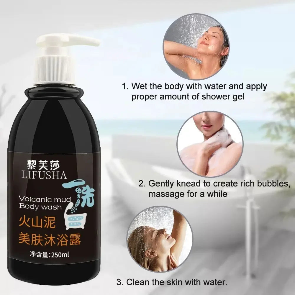 Lifusha Volcanic Mud Body Wash Whitening Moisturizing Shower Gel 250ml