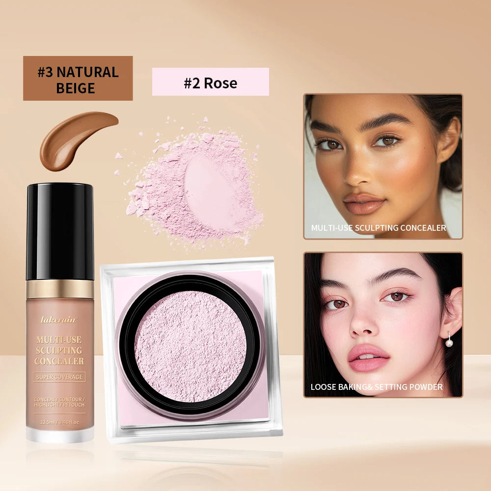 Face Concealer and Matte Setting Powder Makeup Set