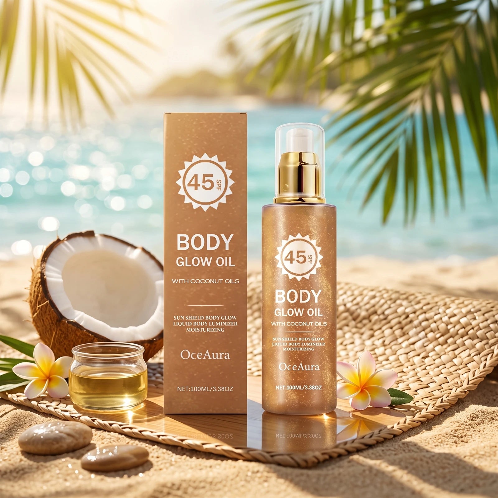 SPF 45 Coconut Glowing Body Oil Sun Protection - 5