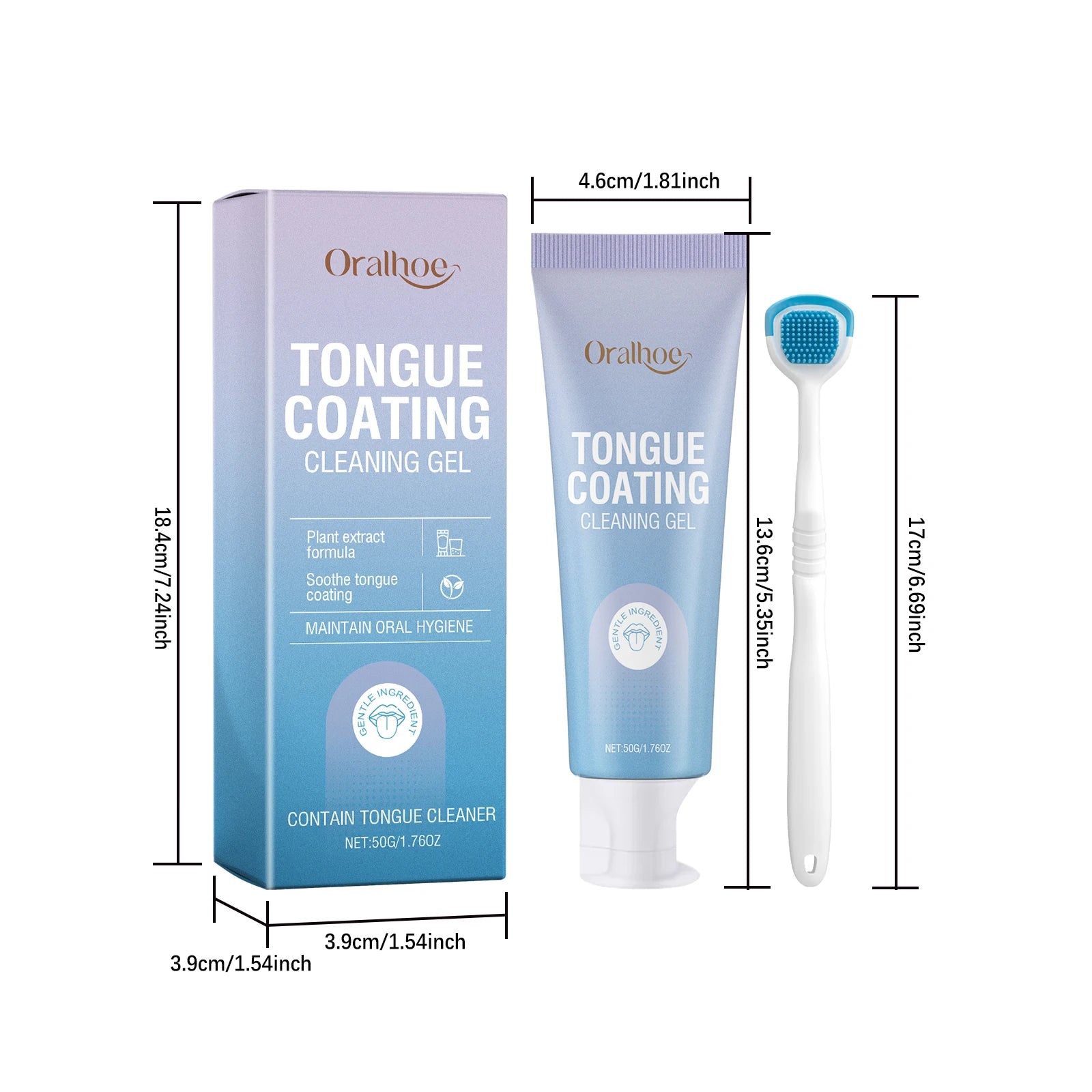 Tongue Cleaning Gel and Brush Kit for Fresh Breath - 8