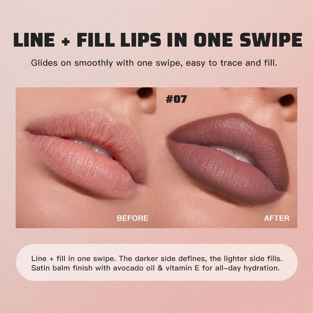 2-in-1 Lip Liner and Matte Lipstick for Long-Lasting Wear