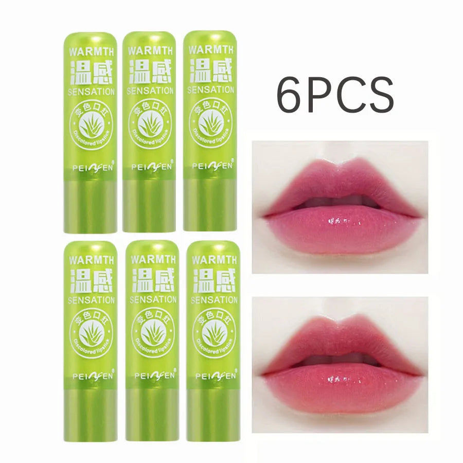 6pcs Aloe Vera Lipstick Color Changing Moisturizing Lip Balm Set