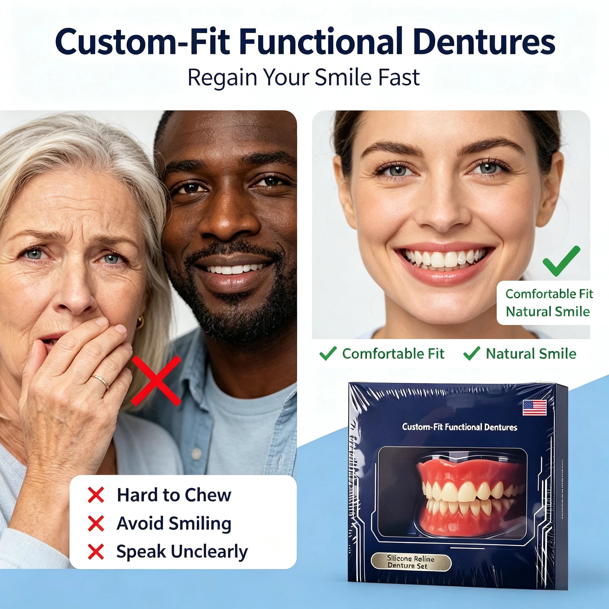 Full-Mouth Silicone Denture Set for Natural Smile - 8