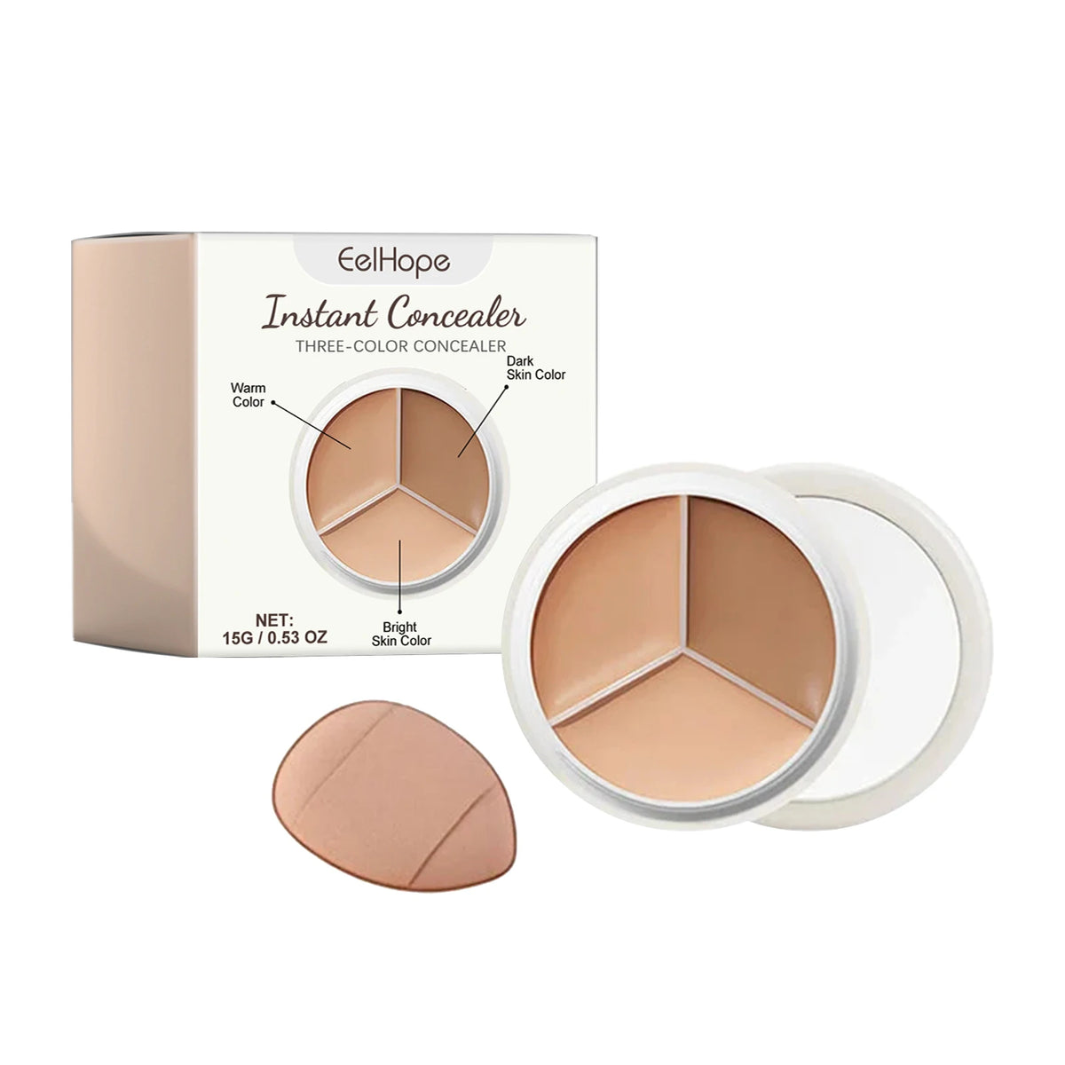 3-Color Cream Concealer Palette for Flawless Coverage