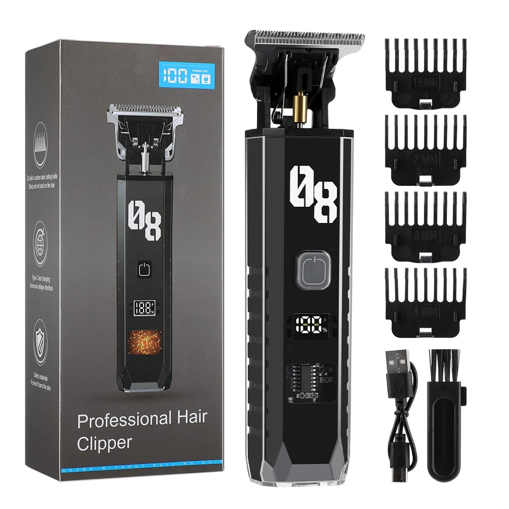 Professional Cordless Hair Trimmer with Digital Display - 12