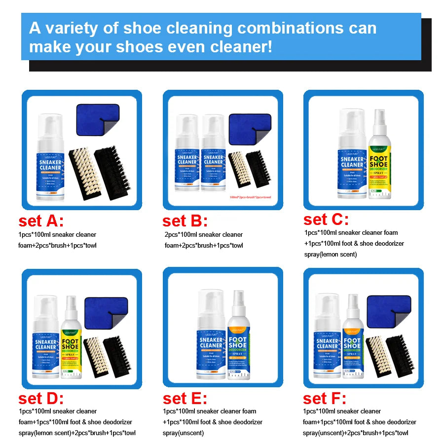 100ml Sneaker Cleaner Foam Dry Wash Shoe Decontamination Spray - 12